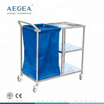 AG-SS010A فولاد ضد زنگ پایه بیمارستان کتانی کثیف تمیز واگن برقی متحرک